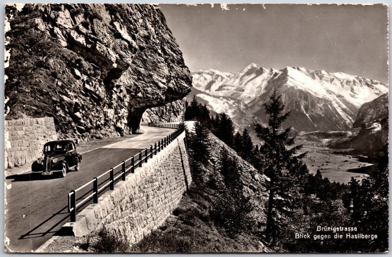 Brunigstrasse Blick Gegen Die Hasliberge Switzerland Real Photo RPPC Postcard