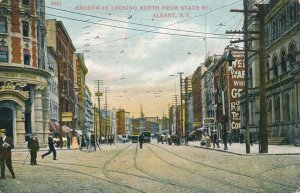Albany NY, New York - Broadway looking North from State Street - pm 1909 - DB