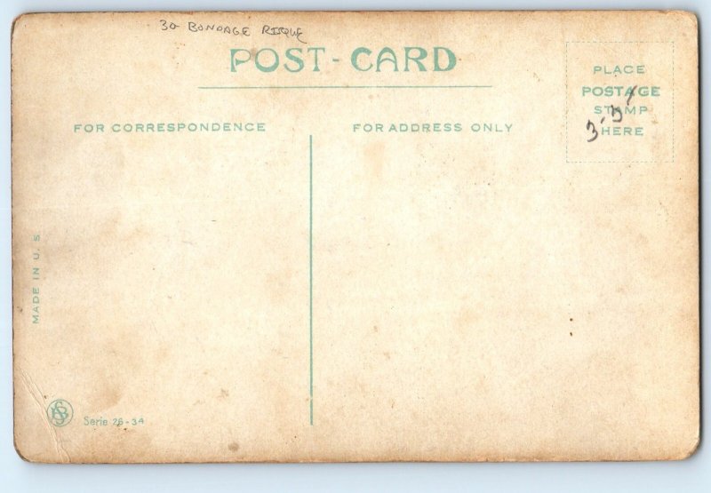 c1910's Risque Humor Woman Riding Man Back That's Going Some Bondage Postcard