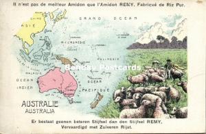 Australia Oceania MAP Postcard (1910s) Remy Paste Edition