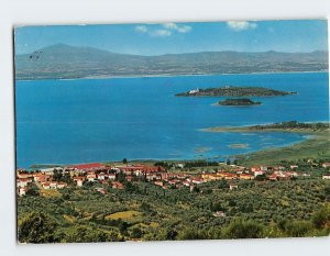 Postcard General view and Islands Passignano Sul Trasimeno Italy