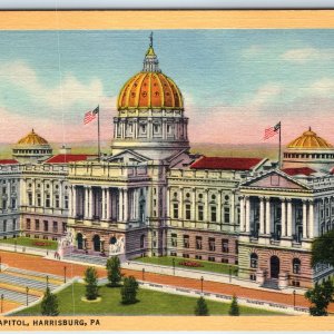 1933 Harrisburg PA State Capitol Building Gold Dome Tartaria Old World PC A247