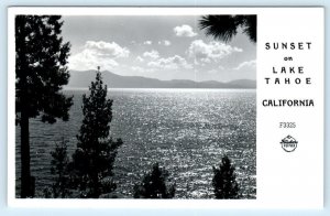RPPC LAKE TAHOE, California CA ~ Beautiful SUNSET VIEW c1940s Frasher Postcard