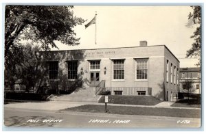 c1940's Post Office Building Street Scene Tipton Iowa IA RPPC Photo Postcard