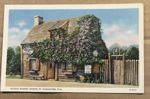 UNUSED LINEN .01 PC - OLDEST SCHOOL HOUSE, ST. GEORGE ST., ST. AUGUSTINE, FLA