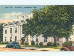 Unused Linen OLD CARS & COURT HOUSE Tallahassee Florida FL n4454