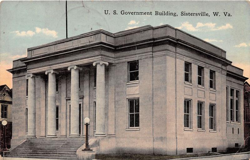 E78/ Sistersville West Virginia Postcard 1915 U.S. Government Building