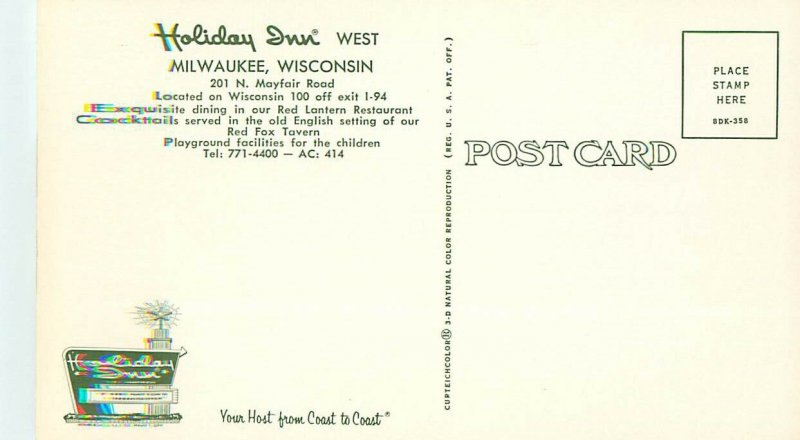 Postcard Holiday Inn West, Milwaukee, WI