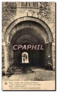 Postcard Old Ghent Castle of the Counts of Porch & # 39entree Passage door & ...