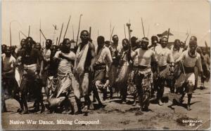 Native War Dance Mining Compound South Africa UNUSED Sapsco RPPC Postcard E56