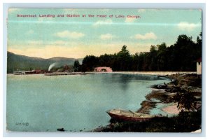 1912 Steamboat Landing and Station, Lake George NY Silver Bay NY Postcard