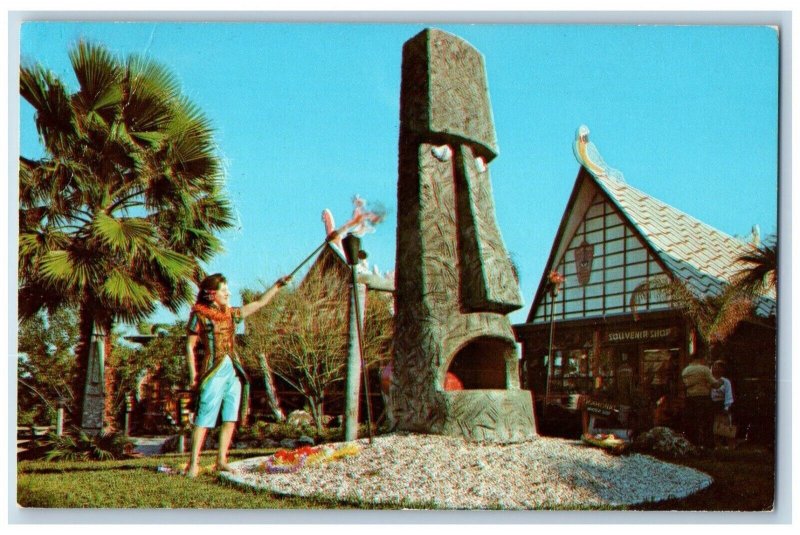 St Petersburg Florida FL Postcard Torch Lighting Ceremony Roman Polynesian c1960