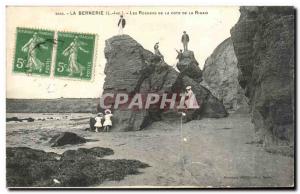 Bernerie Old Postcard The rocks of the coast of Rinais