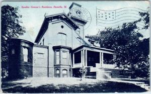 DANVILLE, IL Illinois      SPEAKER CANNON'S RESIDENCE   1908     Postcard