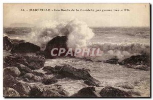 Marseille Old Postcard edges of Al Corniche in heavy seas