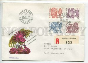 445329 Switzerland 1977 FDC definitive stamps real posted registered Bern