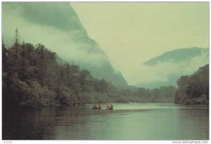 Waterfront View, Foggy Early Morning Canoe on the Jacques-Cartier River, Queb...