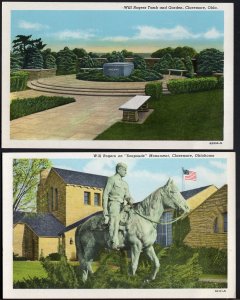 4220) (2) OK CLAREMORE Will Rogers on Soapsubs Monument Tomb Garden - WB