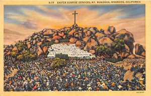 Riverside California 1940s Postcard Easter Sunrise Services Mt. Rubidoux