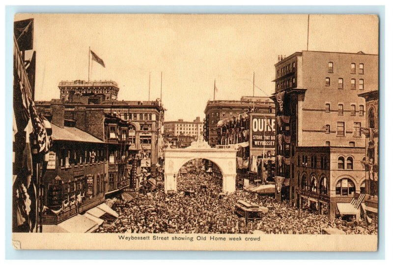 1912 Old Home Week Crowd View, Providence Rhode Island RI Antique Postcard