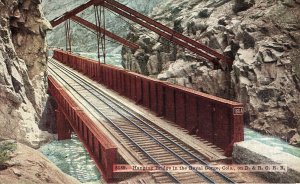 Postcard Early View of Hanging Bridge for D&R G. RR , Royal Gorge, CO,  S6