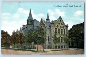 South Bend Indiana Postcard First Baptist Church Building Exterior 1911 Vintage