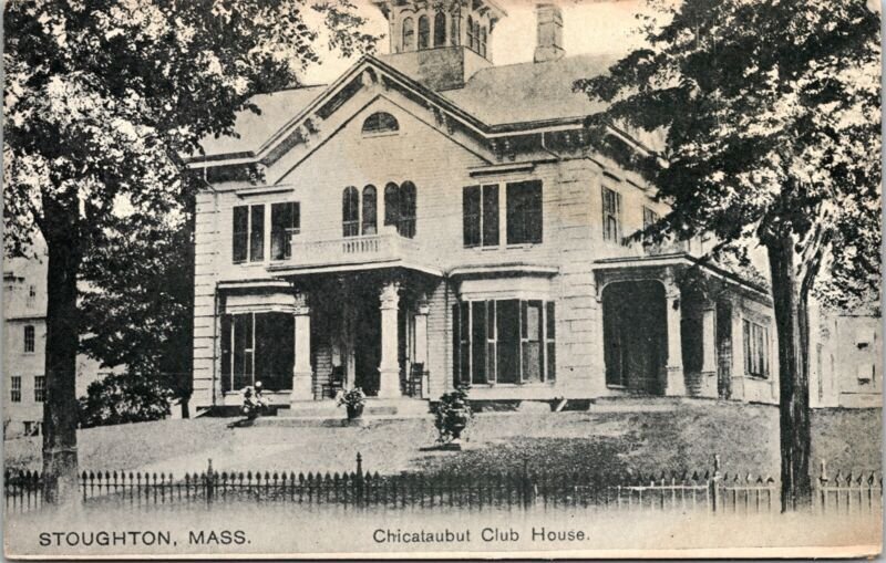 Stoughton Mass Ma Massachusetts Chicataubut Club House Black White Postcard