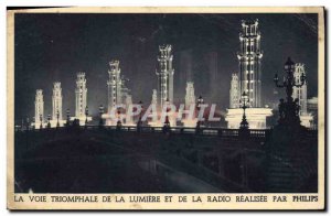 Old Postcard Advertisement The triumphal way of light and radio Philips Paris...