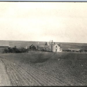 c1910s Birds Eye Farm Homestead RPPC House Barn Field Tilled Real Photo PC A133