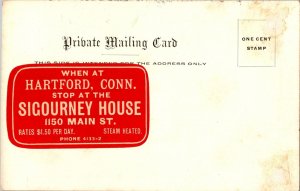 Sigourney House 1150 Main Hartford CT Undivided Back Vintage Postcard P44