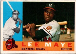 1960 Topps Baseball Card Lee Maye Milwaukee Braves sk1824