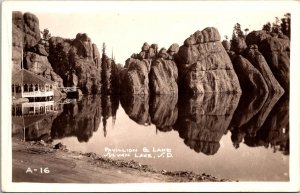 RPPC Pavilion and Lake, Sylvan Lake SD Vintage Postcard W58