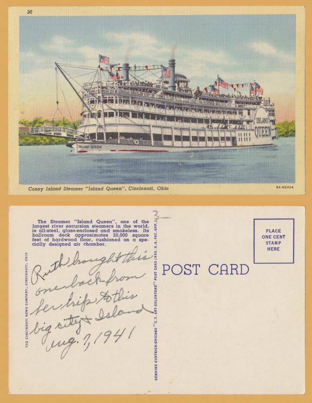 Cincinnati, Ohio - Coney Island Steamer Island Queen - 1941