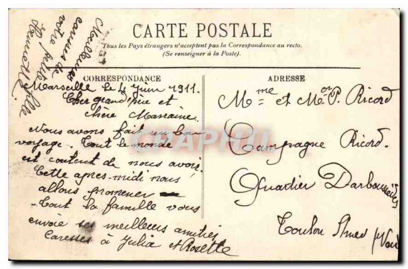 Old Postcard Marseille Corniche Palace Hotel and Tramway Islands