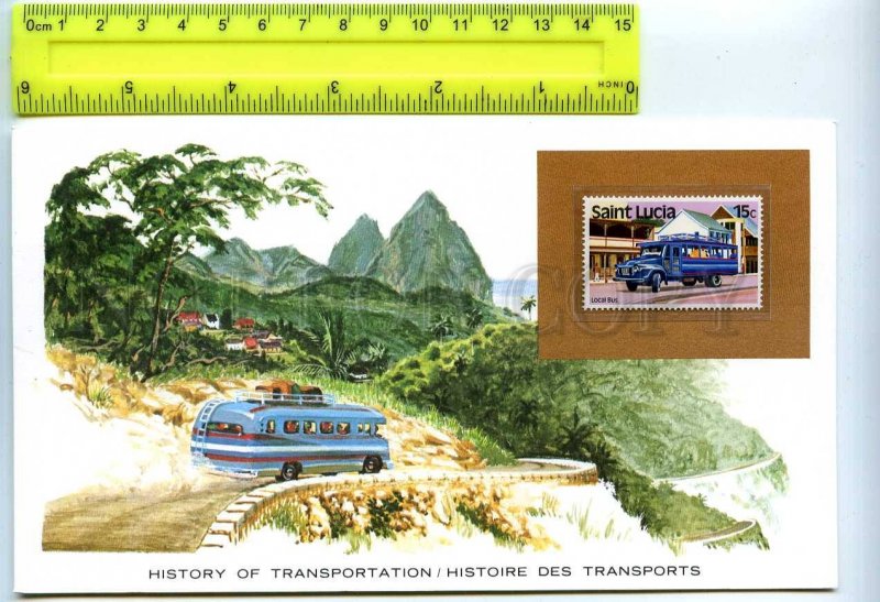 255224 Saint Lucia local bus card w/ mint stamp