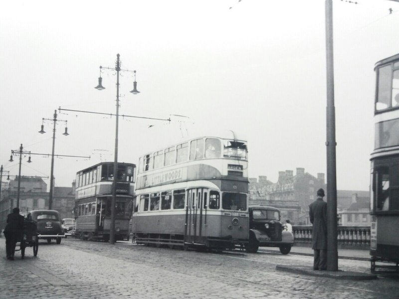 Vintage Original Photo Glasgow Tramways Tram 1312 & 561 Jamaica Bridge Sept 1955