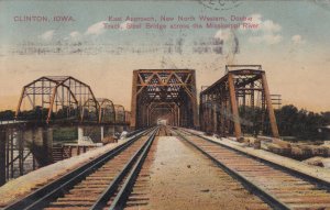 CLINTON, Iowa, PU-1909; Double Track, Steel Bridge Across The Mississippi River