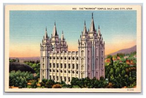 Mormon Temple Salt Lake City Utah UT UNP Linen Postcard N24