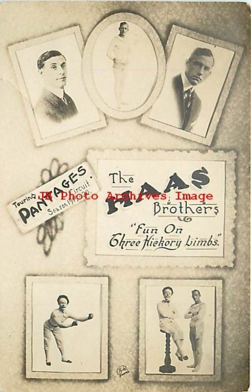 Advertising Postcard, RPPC, Pantages Theatre, Haas Brothers, Clown 