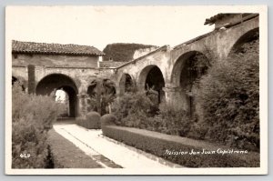 Mission San Juan Capistrano Garden Arches California RPPC Postcard X21