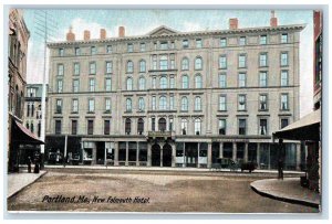 c1905 New Falmouth Hotel Restaurant Building Entrance Portland Maine ME Postcard 