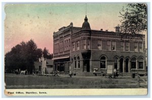 c1910's Post Office Building Horse Carriage Hartley Iowa IA Antique Postcard