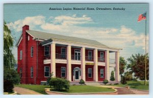 OWENSBORO, Kentucky KY ~ AMERICAN LEGION Memorial Home 1940s Linen Postcard