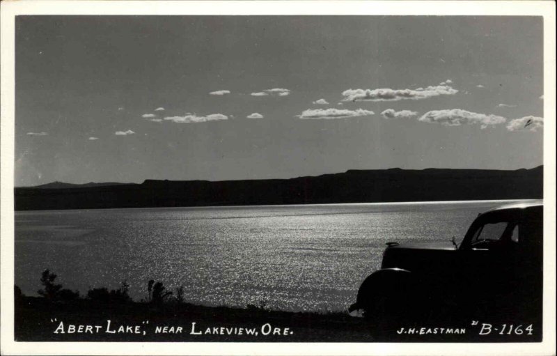 Abert Lake Near Lakeview Oregon OR Eastman Car Sunset Real Photo Postcard