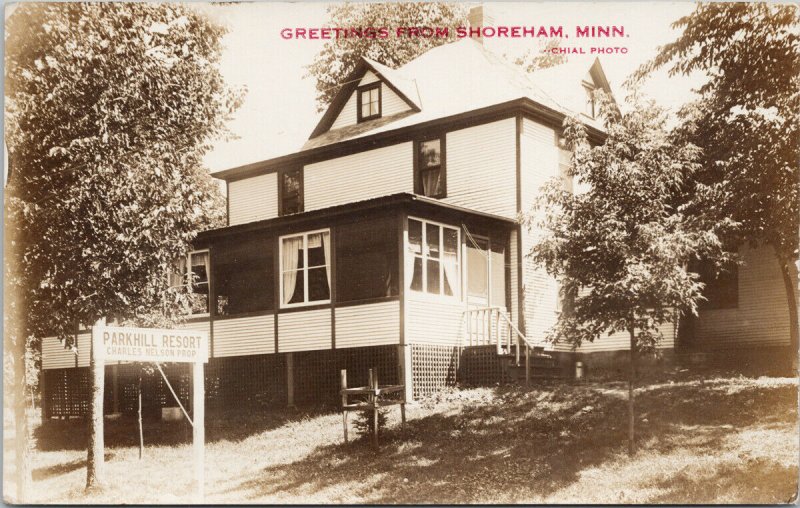 Shoreham MN Parkhill Resort Charles Nelson Unused Chial Real Photo Postcard H2