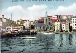 Postcard Guernsey - St. Peter Port, Parish Church and Old Harbour