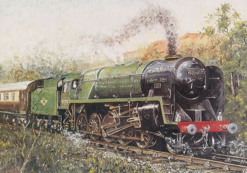 Evening Star Train Painting British Railways Painting Postcard