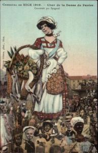 Nice France Carnaval 1909 Elaborate Parade Float Artist Drawn Postcard #7