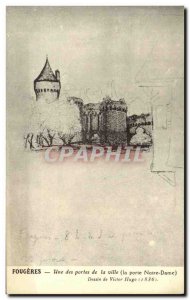 Old Postcard Fougeres One of the doors of the city drawing by Victor Hugo in ...