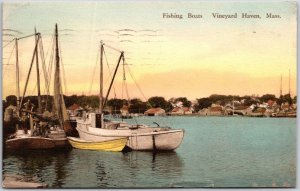 1932 Fishing Boats Vineyard Haven Massachusetts Houses Distance Posted Postcard